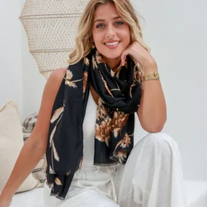 Abstract floral scarf Black